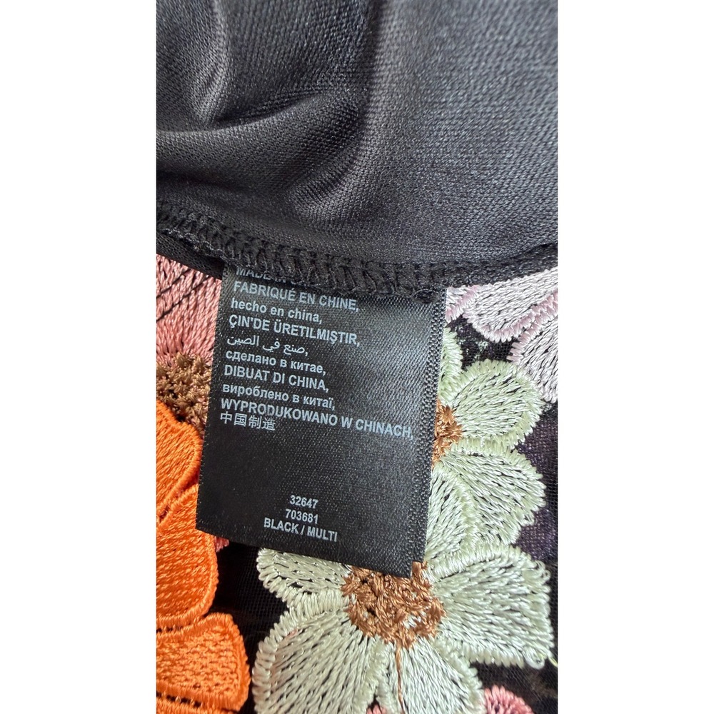 bebe Cocktail Bodycon 3D Floral Embroidery Mesh Black Fairycore Glam Size S - Picture 6 of 7